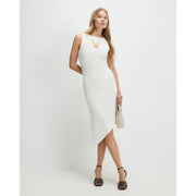 White Asymmetric Midi Dress